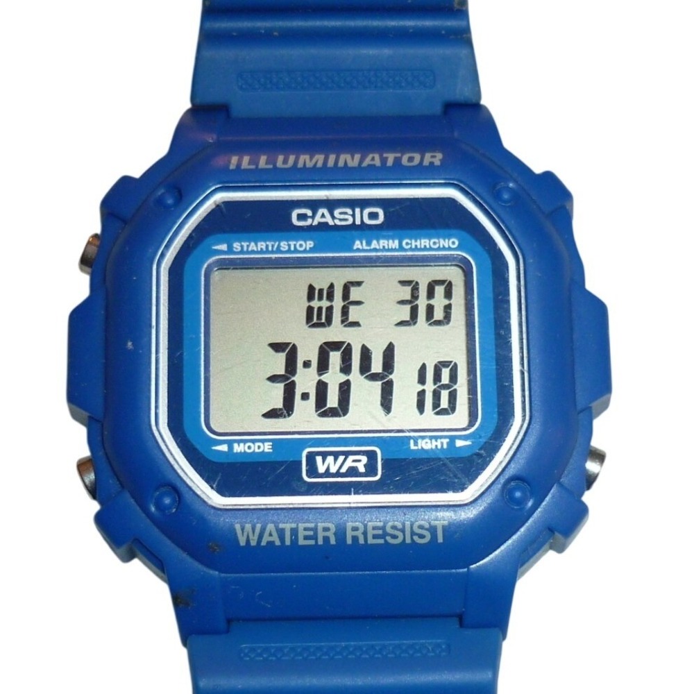 Casio F-108WH Illuminator Digital Watch Blue Resin Strap 3224 Square Face